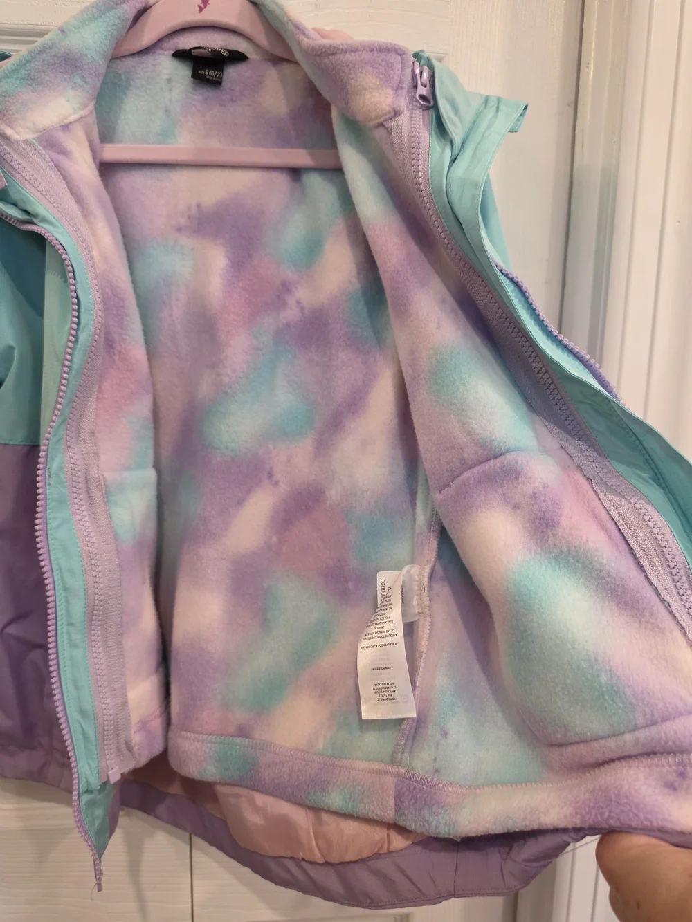 Eddie Bauer Mint Green and Lavender Two-Tone Kids' 2-layer Jacket, Size 6/7